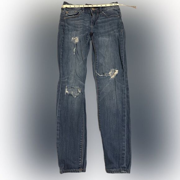 Express Mid Rise Cropped Destructed Denim - Picture 6 of 8